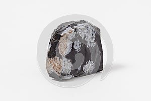 Snow flake obsidian ore on white background.