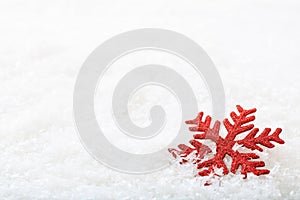 Snow flake on snow background