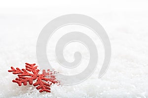Snow flake on snow background