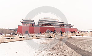 The snow in the Forbidden City scenery