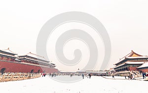 The snow in the Forbidden City scenery