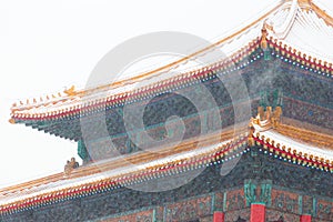 The snow in the Forbidden City scenery