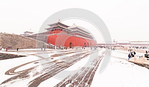 The snow in the Forbidden City scenery