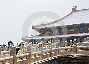 The snow in the Forbidden City scenery