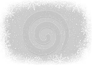 snow frame Christmas on light gray backdrop