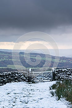 Snow and frost on Addingham moor. Yorkshire