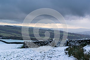 Snow and frost on Addingham moor. Yorkshire