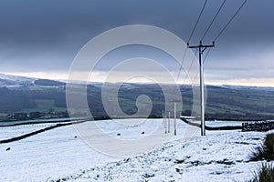 Snow and frost on Addingham moor. Yorkshire