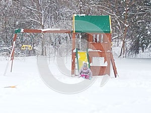 Snow fun at playset