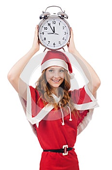 Snow girl with clock