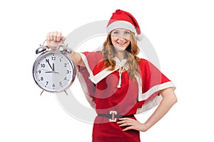 Snow girl with clock