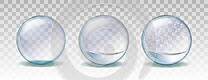 Snow globe or Christmas ball set on transparent background.