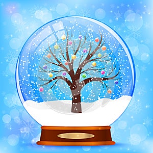 Snow globe with christmas tree vector