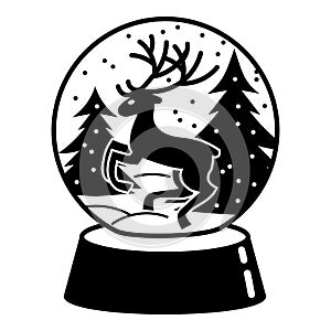Snow globe deer icon, simple style