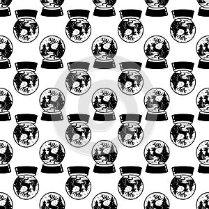 Snow globe deer pattern seamless vector