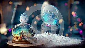 Snow globe glass decoration crystal ball. Generative AI