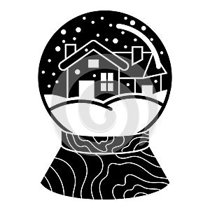Snow globe house icon, simple style