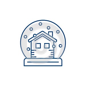 Snow globe with house line icon concept. Snow globe with house flat  vector symbol, sign, outline illustration.