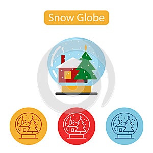 Snow globe icon simple house sign vector illustration.