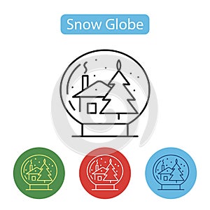 Snow globe icon simple house sign vector illustration.