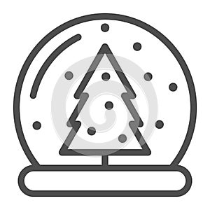 Snow globe line icon. Glass ball vector illustration isolated on white. Crystal sphere outline style design, designed