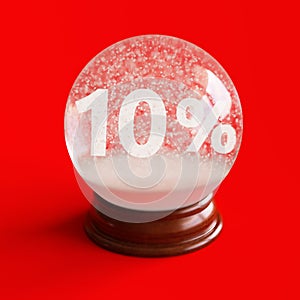 Snow globe with 10 percent discount title inside