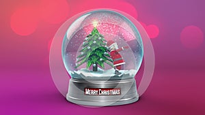 Snow globe santa claus dance loop animated background 3D rendering animation