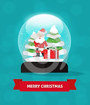 Snow globe santa claus gift, new year trees, Merry Christmas