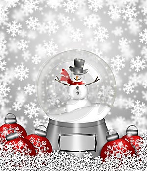 Snow Globe Snowman and Christmas Tree Ornaments