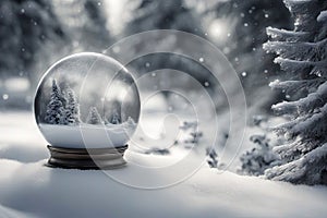 snow globe in the snowy forest