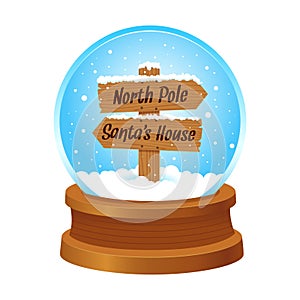 Snow Globe With Wooden Sign Inside