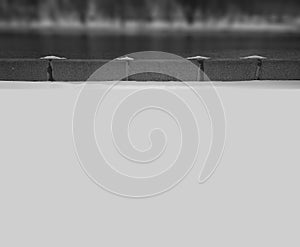 Snow on granite bricks city background