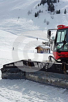 Snow groomer in a ski resort