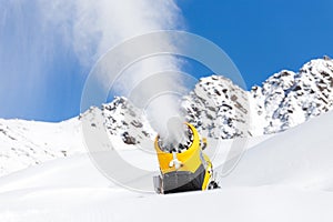 Snow gun in the mountains