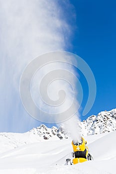 Snow gun in the mountains