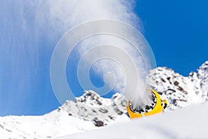 Snow gun in the mountains