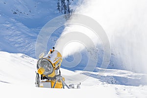 Snow gun in the mountains