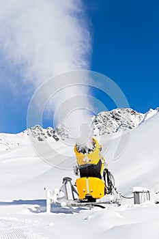 Snow gun in the mountains