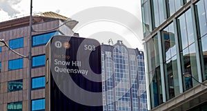 Snow Hill Queensway Bus Stop against Glass Buildings Birmingham photo