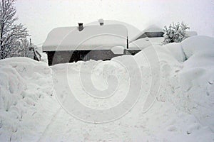 Snow on the house roof