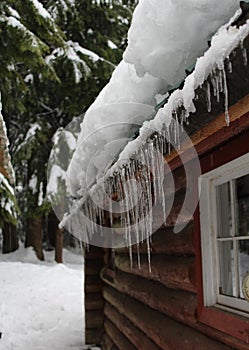 Snow and Ice Buildup on Cabin Roof