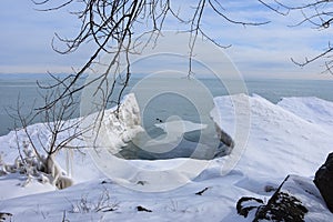 Snow and Ice Covered Shores on the Great Lakes Coast