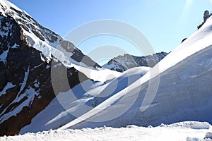 Snow and ice of the Jungfraujoch in Switzerland