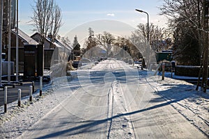 Snow and ice on the streets in NIeuwerkerk aan den IJssel