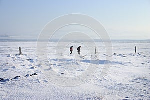 snow ice walking photo