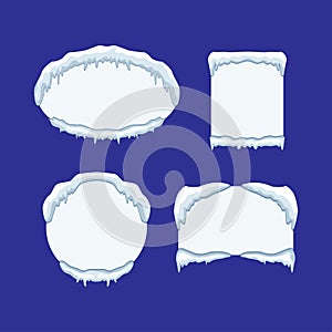 Snow icicle banner set vector illustration
