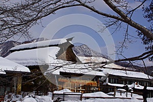 Snow Japanese cottage