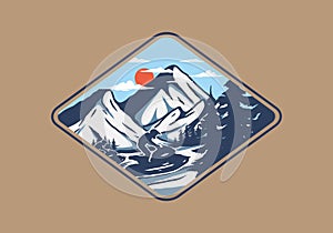 Snow jet ski illustration graphic