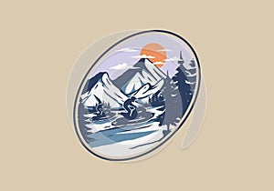 Snow jet ski illustration graphic