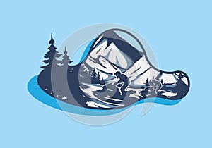 Snow jet ski illustration graphic